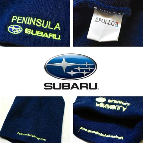 1点物 スバルSUBARU企業ロゴ紺ニット帽USA古着メンズレディースOKアメカジ90sストリート/スポーツMixニットキャップ中古ビーニー車 ...