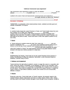California Commercial Lease Agreement - Blank Fillable Template | Fill ...
