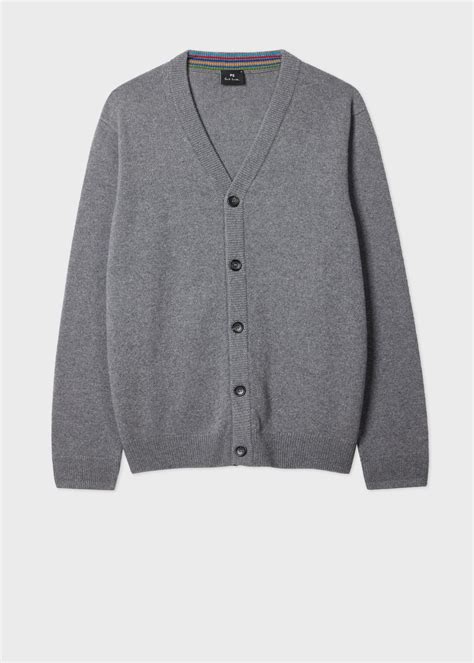 Men's Grey Merino Wool Cardigan