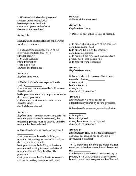 Operating Systems MCQ Question Bank-3 - What are Multithreaded programs ...