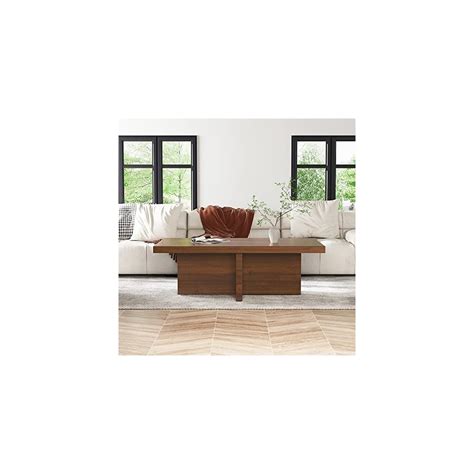 Buy Homary Farmhouse Wood Coffee Table Rectangle-Shaped in Natural ...