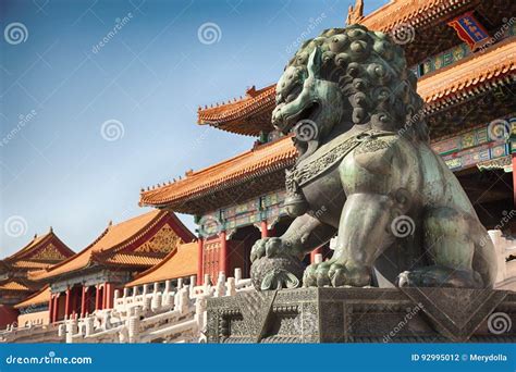 Chinese guardian lion stock photo. Image of city, palace - 92995012