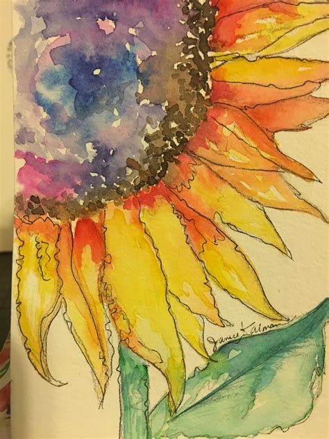 Watercolor sunflower painting