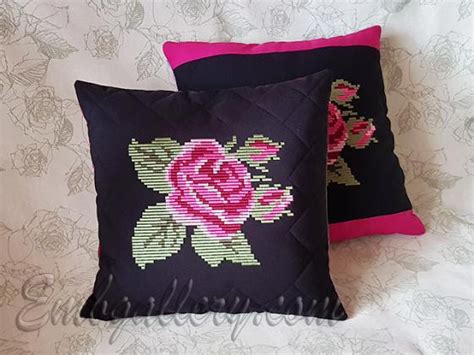 Подушки с розой | Projects with Machine Embroidery | Machine embroidery ...