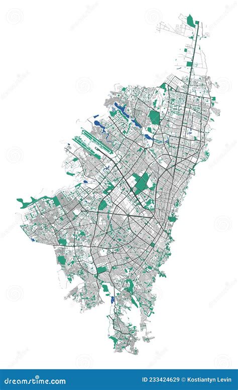 Bogota Vector Map. Detailed Map of Bogota City Administrative Area. Cityscape Urban Panorama ... - street map of bogota colombia