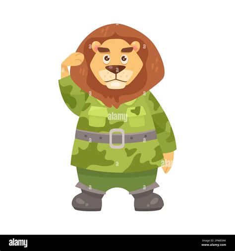 Cute lion character in camouflage cartoon illustration Stock Vector Image & Art - Alamy
