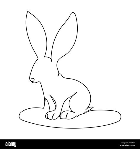 Bunny rabbit in continuous line art drawing style. Hare black linear ...