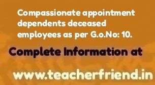 AP Compassionate appointment dependents deceased employees as per G.o ...