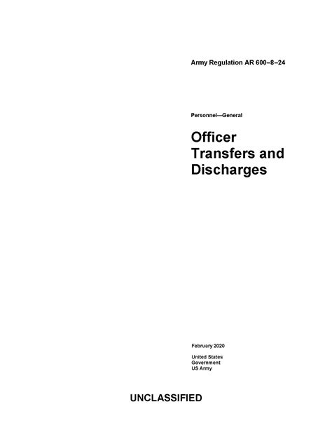 Army Regulation AR 600–8–24 Officer Transfers and Discharges February ...