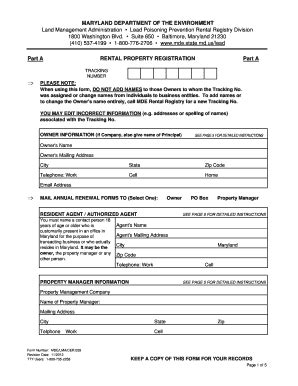 Maryland Rental Property Registration Form - Blank Fillable Template ...