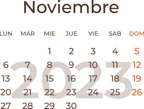 Calendar month november in spanish year 2023. 19999878 Vector Art at ...