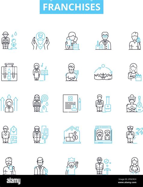 Franchises vector line icons set. Franchises, franchising, franchisors ...
