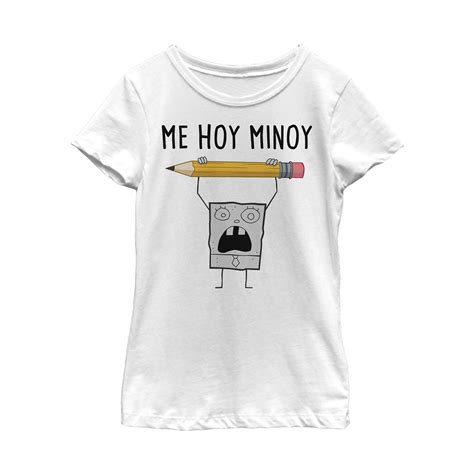 Girl's SpongeBob SquarePants DoodleBob Me Hoy Minoy Graphic Tee White ...
