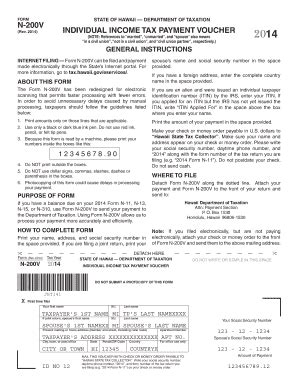 Hawaii N 11 2014 Form N 200v - Fill and Sign Printable Template Online