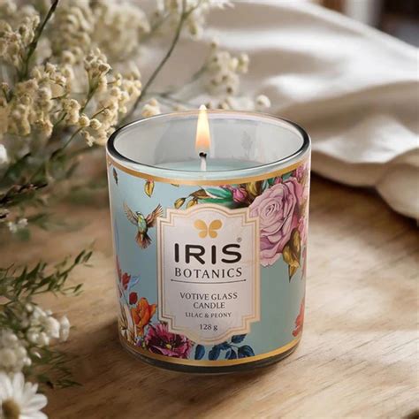 IRIS Botanics Votive Glass Candle - Lilac & Peony – IRIS Home Fragrances