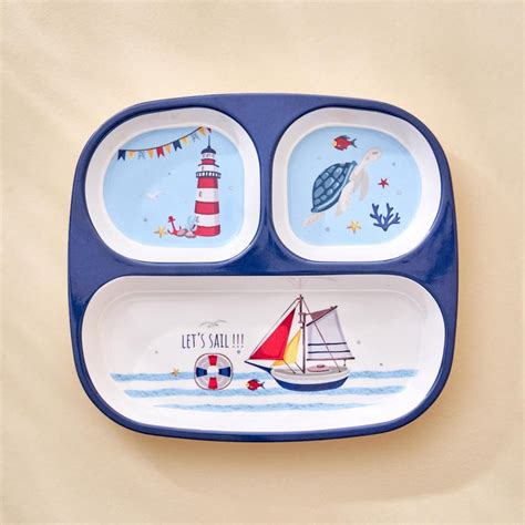 Buy Slate Kids Melamine Printed 3 Partition Plate - 24x21.5cm from Home ...