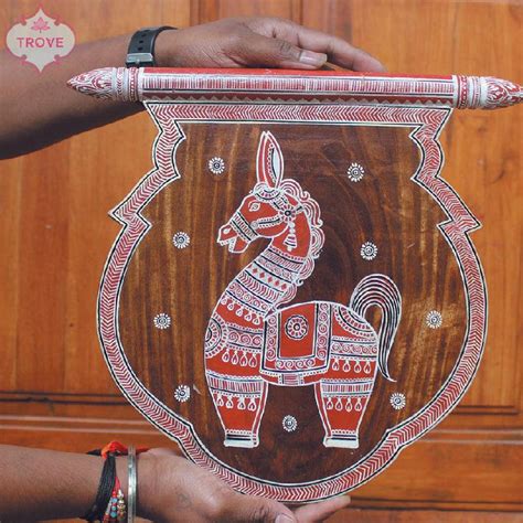 Patachitra Geru theme Folksy Fan Shaped Wall Decor – Trove Craft India