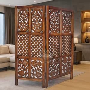 UNIQUE WOOD ART Wooden Room Divider Screen, Carved,Decorative ...