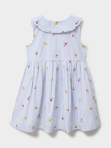 Crew Clothing Kids' Printed Cotton Sleeveless Dress, Multi Blue