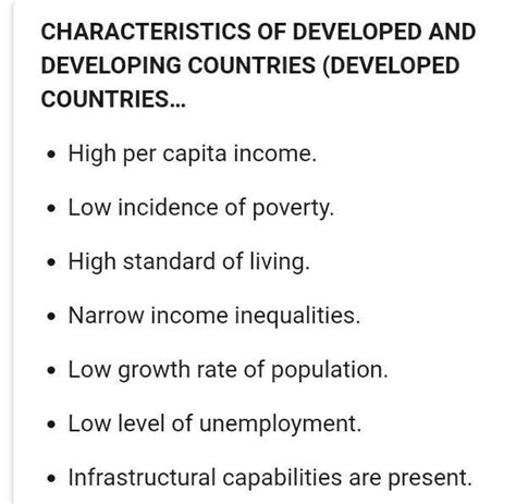 What are the main features of a developed and a developing country ...