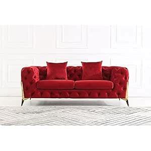 Sky Rise Decor Sofa Maker Velvet Round Arm Loveseat 2 Seater Sofa for ...