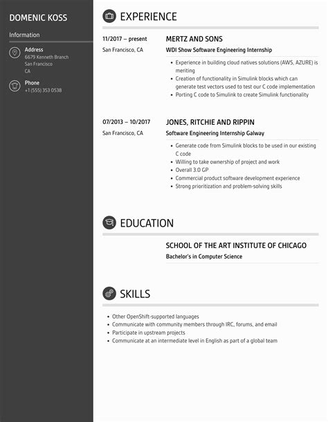 Image result for Computer Engineering Internship Resume