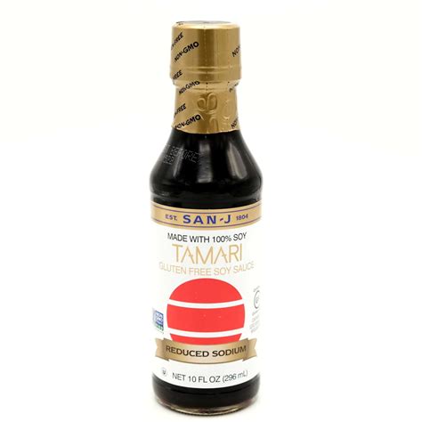 San-J Tamari Gluten Free Soy Sauce Reduced Sodium - 10 fl oz (296 ml ...