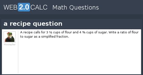 View question - a recipe question
