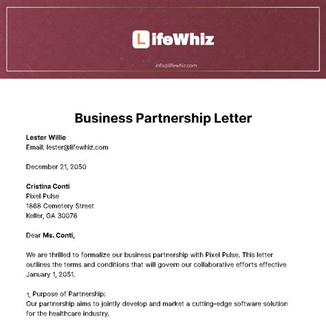 Partner Letter Template 的图像结果