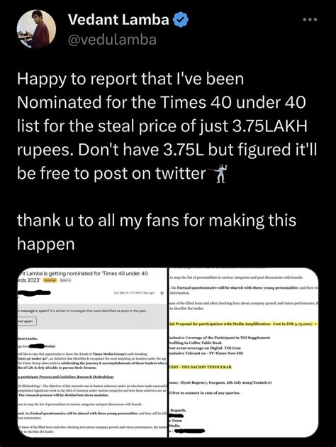 Tweet by vedant lamba : sharing the price of times 40 under 40 award ...