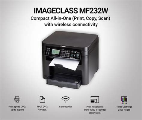 Canon imageCLASS MF232w Multi-function WiFi Monochrome Laser Printer ...