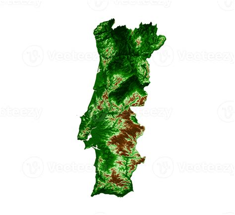 Portugal Topographic Map 3d realistic map Color 3d illustration ...