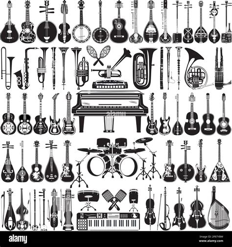 Image result for Music Instruments Black and White