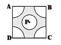 From each corner of a square of side 4 cm a quadrant of a circle of ...