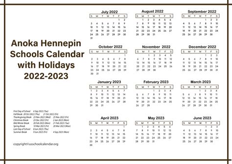 School Calendar Anoka Hennepin at Mona Smith blog