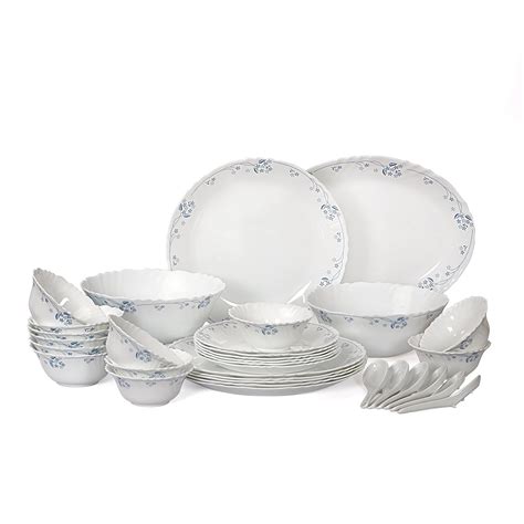 Cello Imperial Dainty Blue Opalware Dinner Set, 11 inch Full Plate, 33 ...