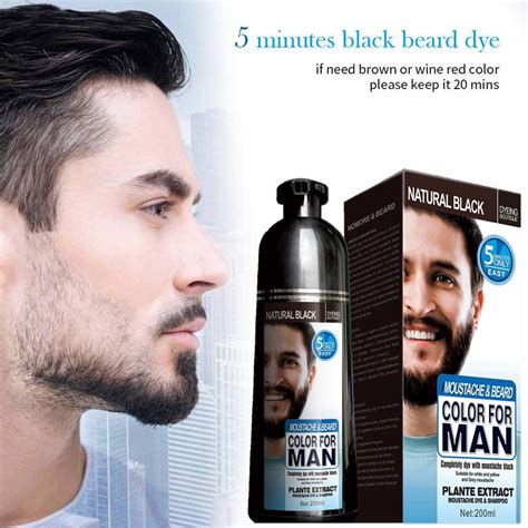 MOKERU black color dye shampoo for beard&hair 5 minutes fast color ...