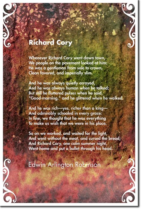 RICHARD CORY Poem by Edwin Arlington Robinson - Original Art Print ...