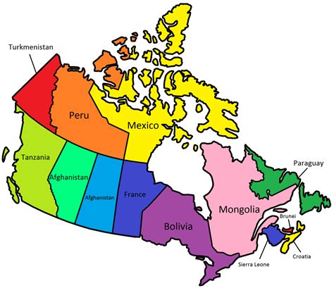 Canadian provinces and territories compared to... - Maps on the Web