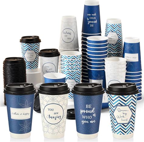 g 80 Pack Disposable Coffee Cups with Lids 16oz Chine Hot Drink Double ...