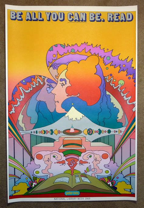PETER-MAX-1969-Nat-Library-Week-Poster-BE-ALL-YOU-CAN-BE-READ- | Peter ...