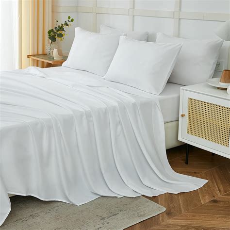 Amazon.com: ILAVANDE White King Sheets Set 6 Piece,Hotel Luxury Super ...