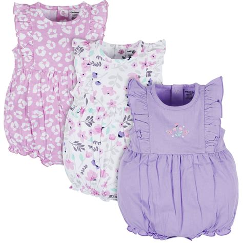 3-Pack Baby Girls Rainbow Floral Rompers - Walmart.com