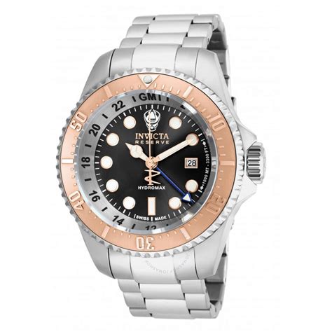 Invicta Reserve Hydromax GMT Black Dial Stainless Steel Men