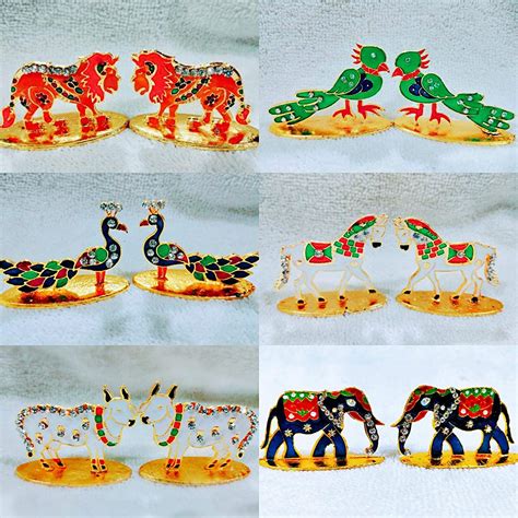 Buy Brij Sugandha Laddu Gopal Toy Set of 6 Animal Toys Metallic Meena ...