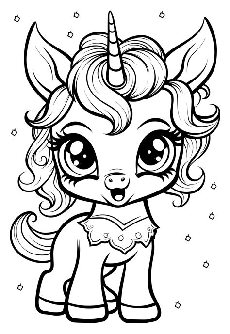 Happy Adorable Cute Unicorn Coloring Book Page for Kids 24190606 Vector ...