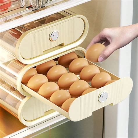 Anti-Bacterial Egg Carton, 18 Eggs Large Capacity Drawer Type Egg Box ...