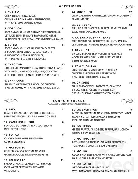 Le Colonial Chicago menu in Chicago, Illinois, USA