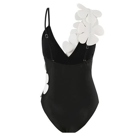 3D Flower One Piece Swimsuit with Beach Cover Up Black – The Curvves