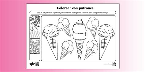 Hoja de actividad: Colorear con Patrones - Cono de helado